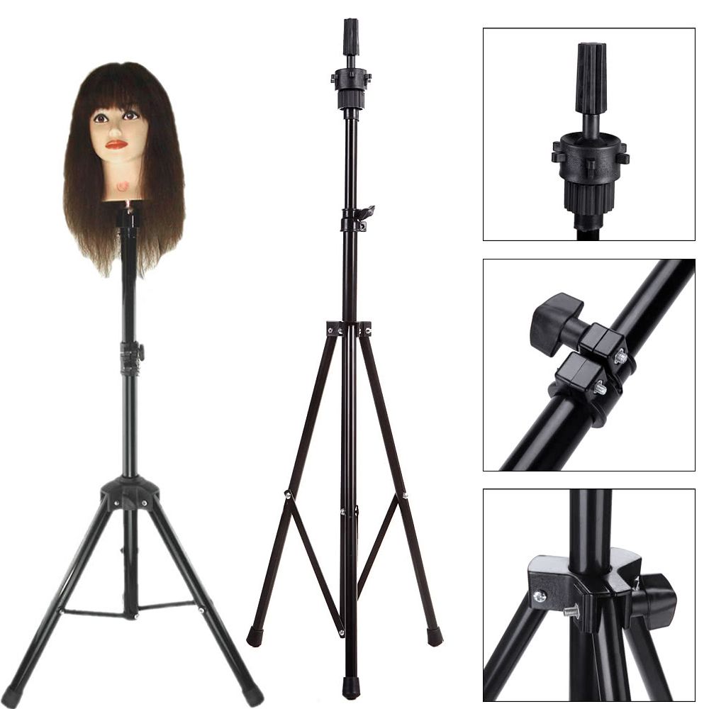 Adjustable Wig Stand Hairdressing Tripod Stand Salon Hairdresser