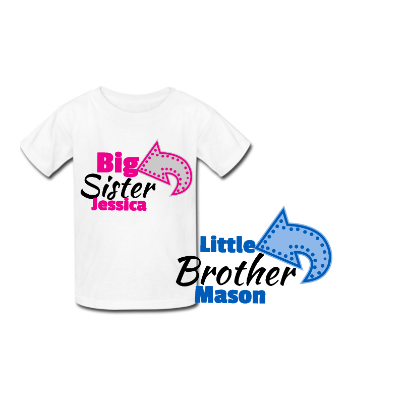 Personalised Big Sister Little Brother Matching T Shirts New Baby