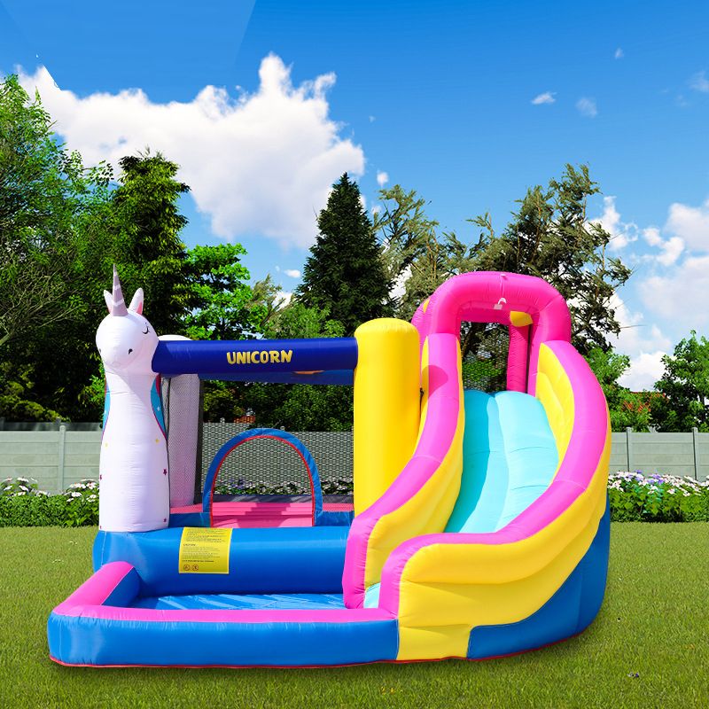 2021 Unicorn Inflatable Water Slide With Pool Inflatable Ball Pool