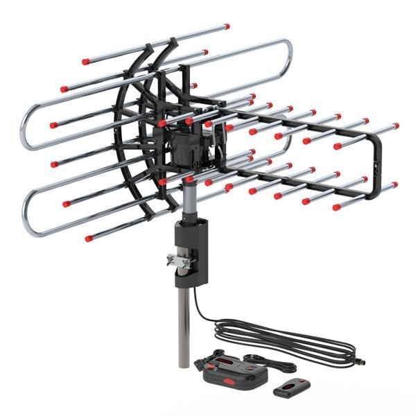 TV Antenna Outdoor Amplified Motorized 360 Degree Rotation Digital HDTV