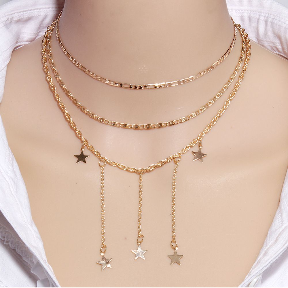 Download Wholesale 2019 New Three Layer Gold Chain Star Pendant ...