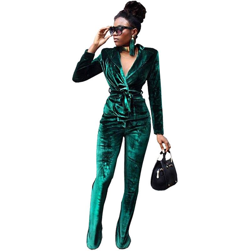 Con Caído Manga Trajes Mujer Camisa Larga Pantalones Cuello Chándales Conjuntos Traje De Invierno Para Dos Tops Largos Terciopelo Piezas 34ARLc5qj