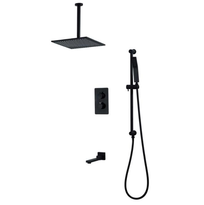 2020 Black Bathroom Shower Head Set Overhead Showerhead , Ceiling Arm
