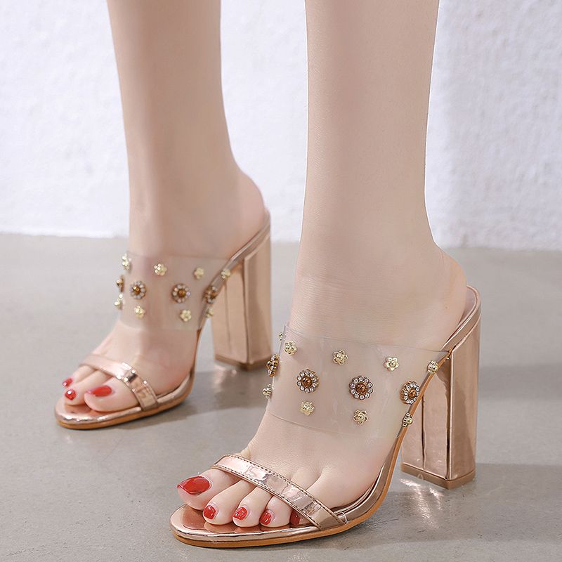 transparent block heel shoes
