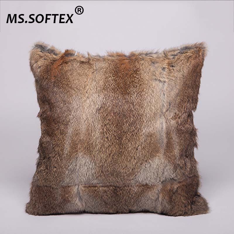 MS.Softex Real Rabbit Fur Cushion Cover Wholeskins Rabbit Fur Pillow Case Natural Fur Pillow