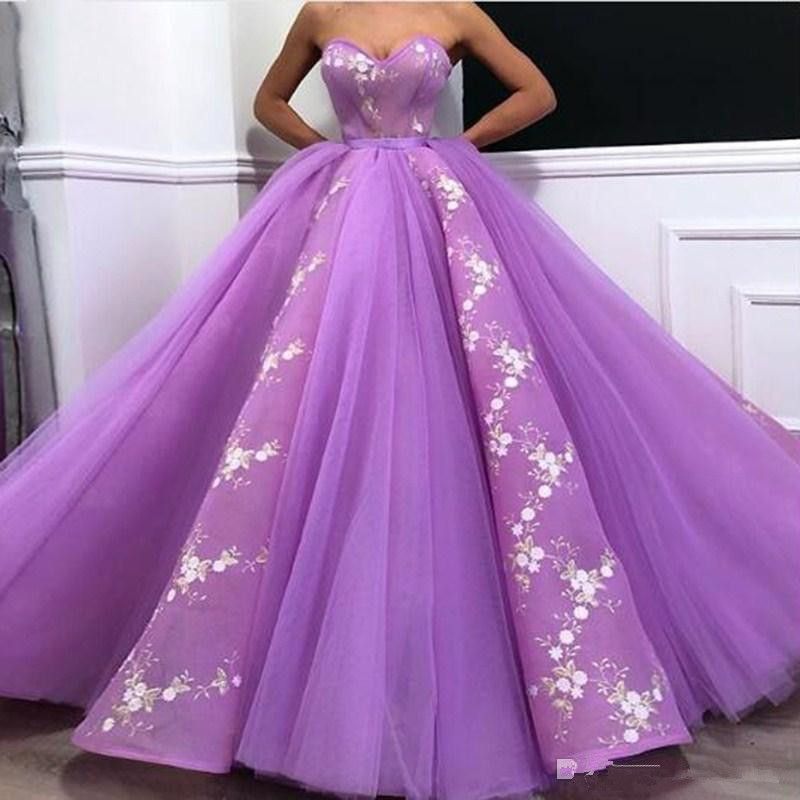 Light Purple Puffy Quinceanera Dresses 2020 New Sweetheart Sleeveless ...