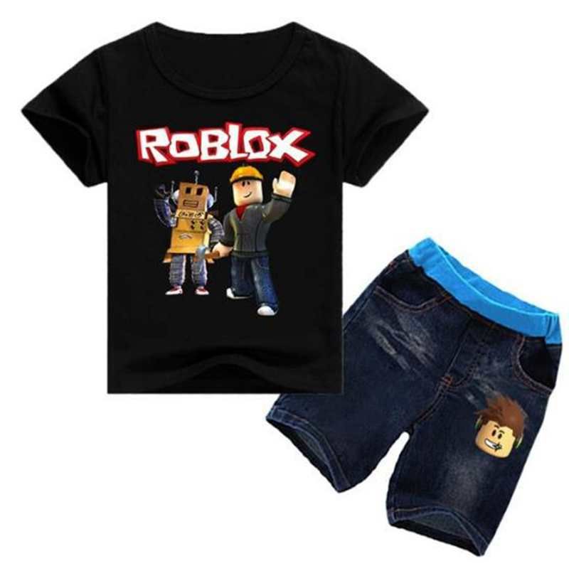 2019 Roblox Game Print T Shirt Tops Denim Shorts Fashion New - roblox game print t shirt tops denim shorts fashion new teenagers kids outfits girl clothing set jeans 2pcs children clothes