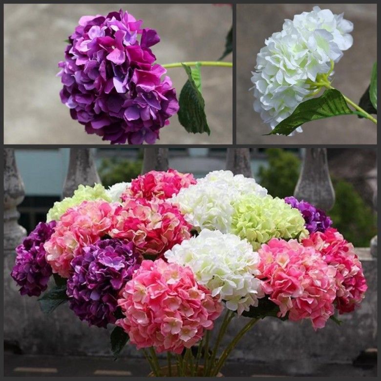 2021 Artificial Hydrangea Flower 80cm/31.5 Fake Silk Single Hydrangeas