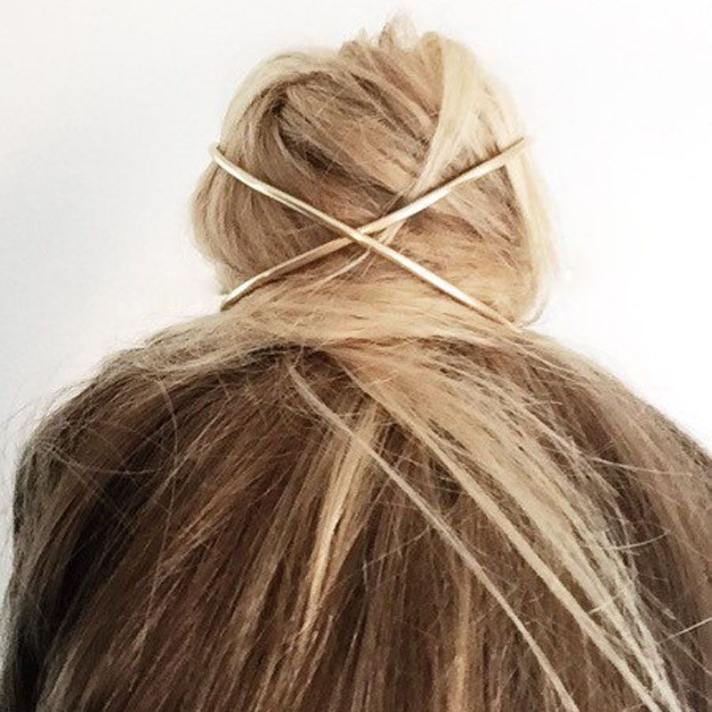 2020 Unique Brass Cross Bun Cuff Bun Holder 2019 Metal Gold Hair