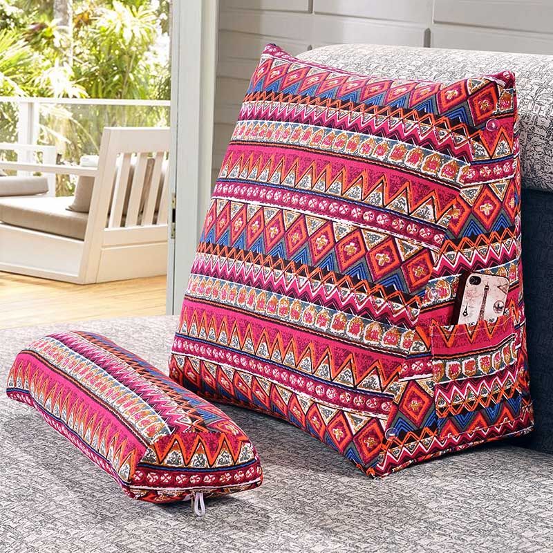 Sunnyrain Cotton Linen Triangular Backrest Cushion For Sofa