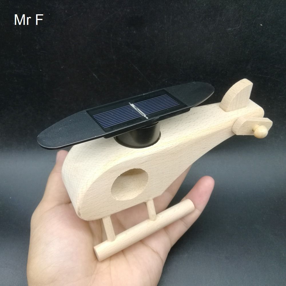 Kid Gift Creative Solar Powered Wooden Helicopter Model Sunlight Toys Kit Gadgets Educational