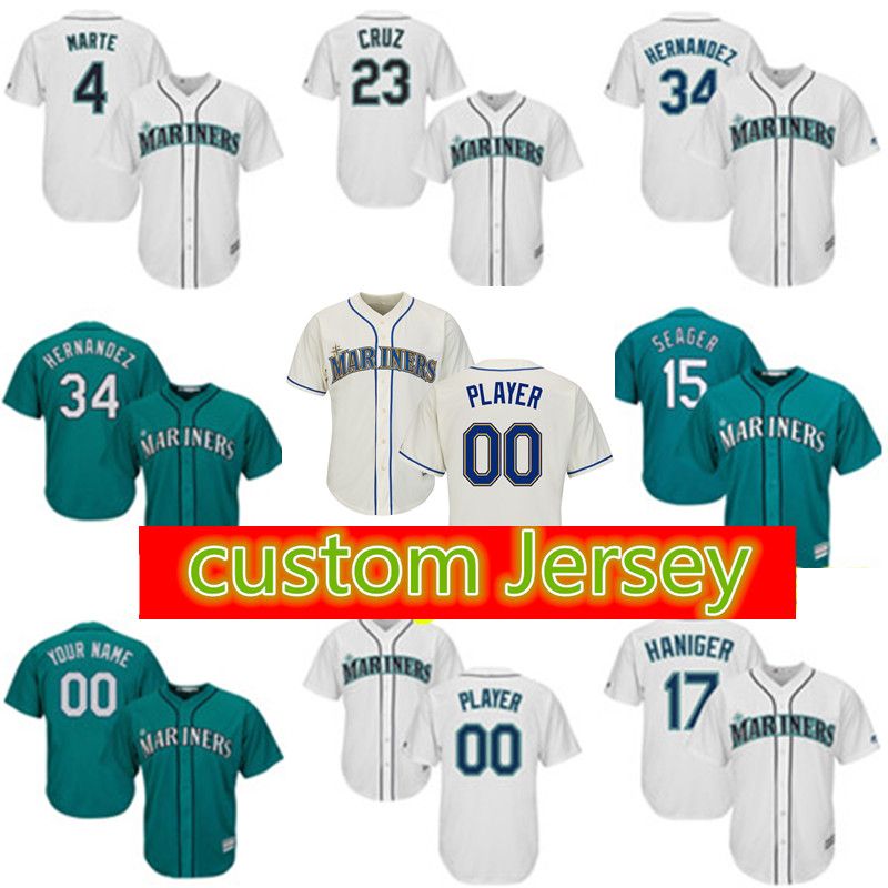 2019 Seattle Mariners Custom Jersey 51 Suzuki 11 Edgar Martinez 15 Kyle