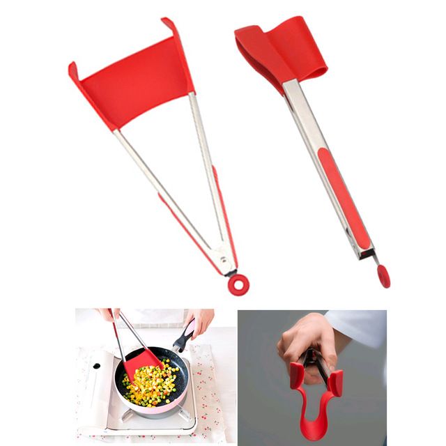 12 Inch Clever Spatula Tong 2 In 1 Non Stick Silicone Cookware Tools Party Decoration Kitchen Accessories Home Decor Gadgets Christmas Gift