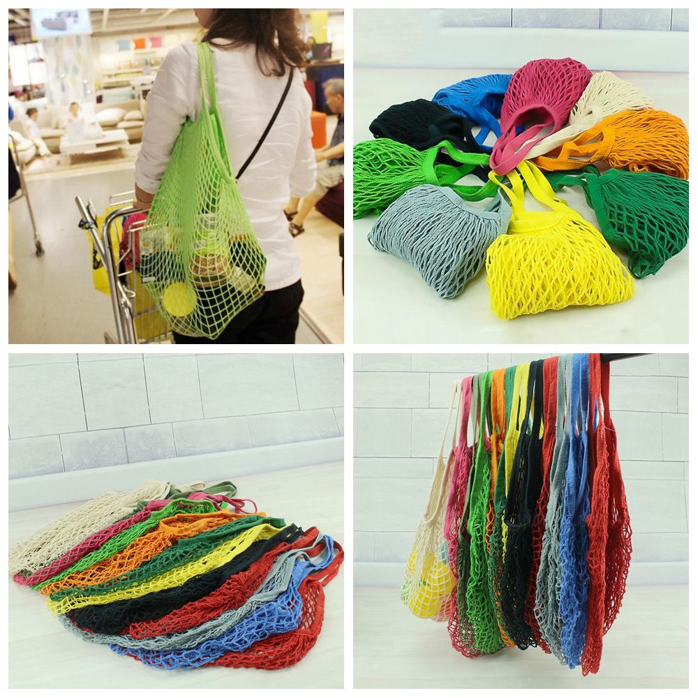 2021 Mesh Bag Reusable Fruit Shopping Bags Green String Grocery Shopper