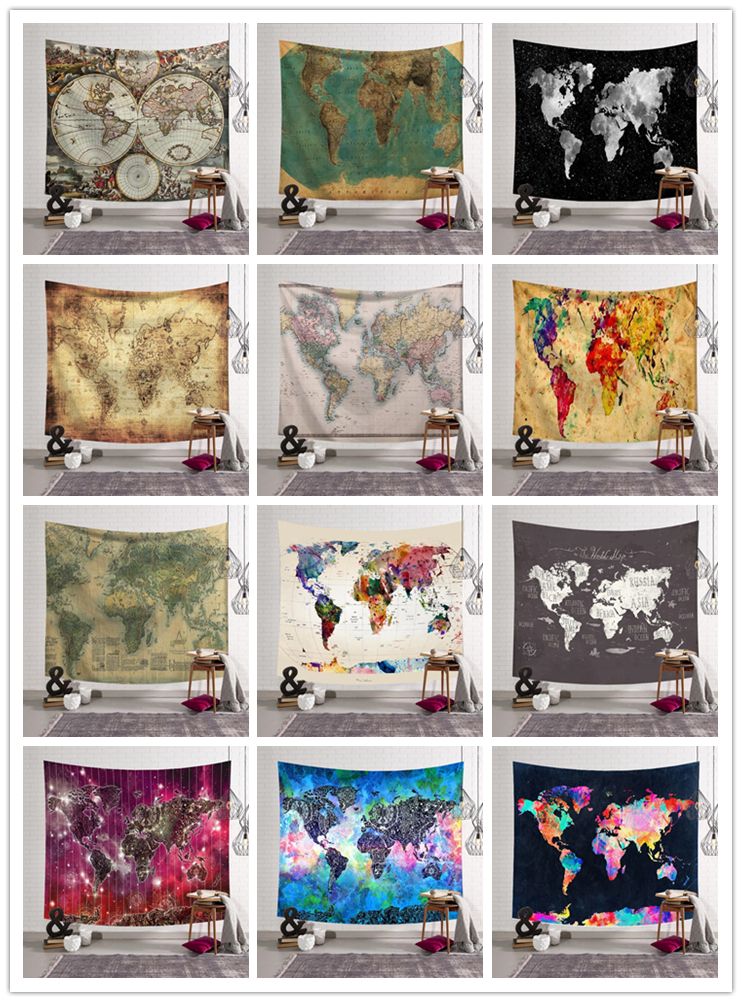 World Map Printed Tapestry Wall Hanging Home Decor 12 Designs Beach World Map Printed Tapestry Wall Hanging Home Decor 12 Designs Beach Towel Yoga Mat Shawl Picnic Blanket Tablecloth Bedspread For Bedroom Art