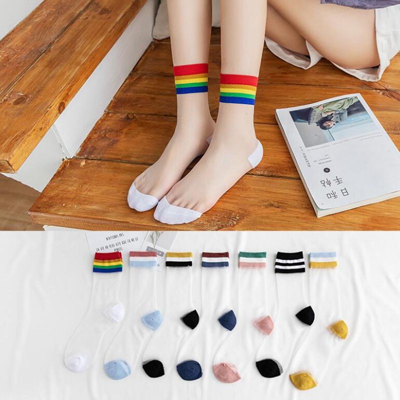 Summer Ladies Short Boat Socks Printed Rainbow Women's Socks Cloth Sports Socks