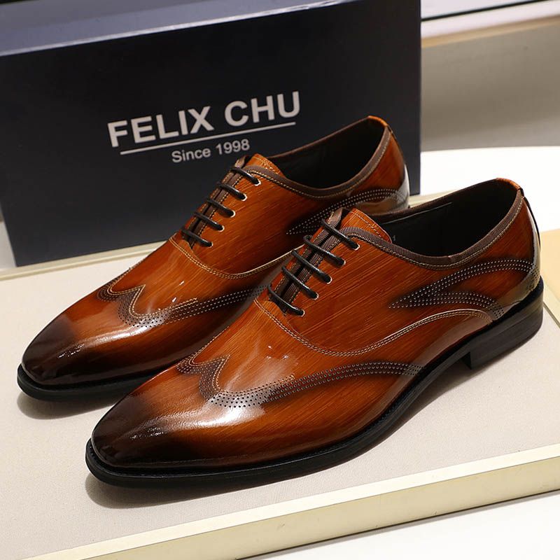 FELIX CHU 2019 Mens Dress Shoes Patent Leather Smooth