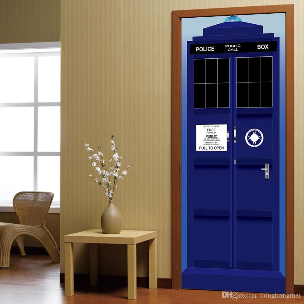 New Doctor Who Wall Decal Blue Tardis Fathead Style Door Wall Sticker Graphic Unique Mural Cosplay Gifts Wn642