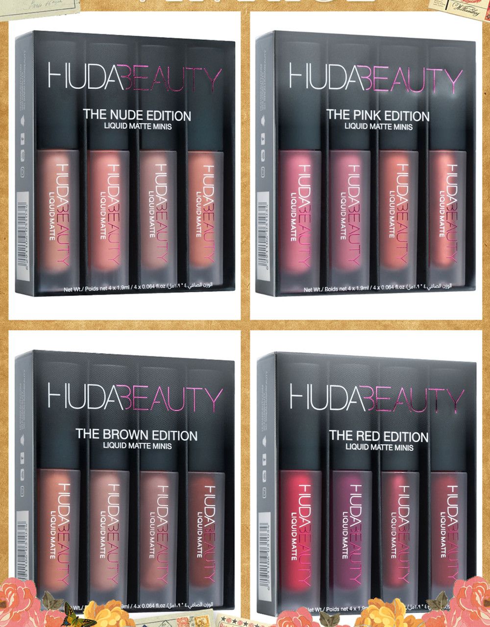 New Liquid Lipstick Kit Set The Red Nude Brown Pink 