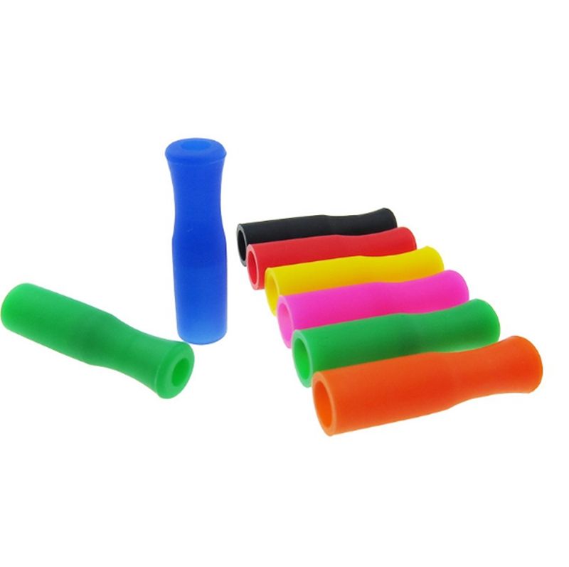 Silicone Tips Stainless Steel Straws Tip Tooth Collision Prevention Straws Cover Reusable