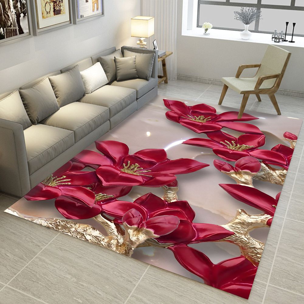 3D Carpets 2000mm X 3000mm Rectangular Rugs Living Room Lotus Flower