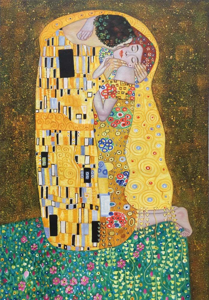 Compre O Beijo Pintura Por Gustav Klimt Reprodução Do Óleo Pintados À Mão Arte Da Lona Amante