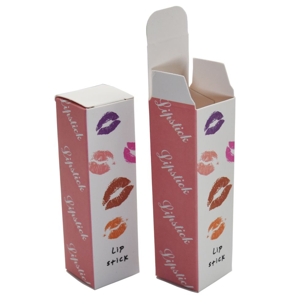 2.5*2.5*8.5cm Pink Lip Print DIY Lipstick Kraft Paper Box For Wedding