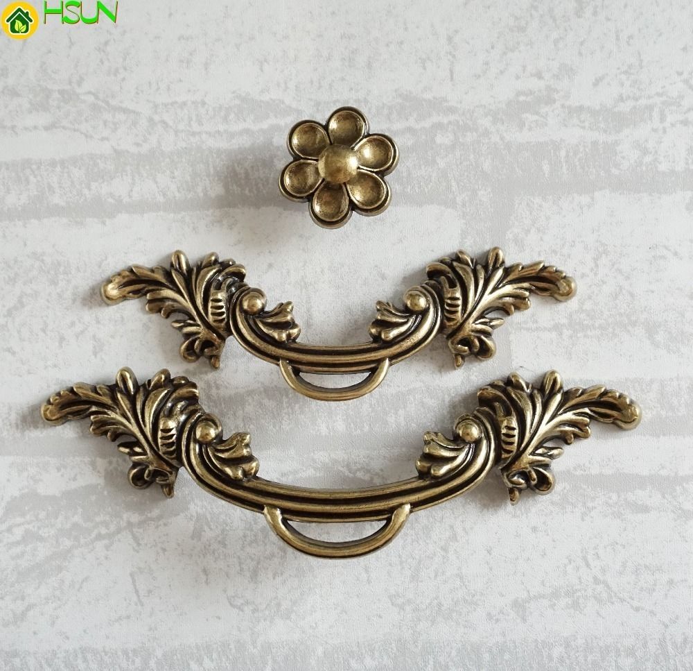 Vintage Chic Drawer Pulls Handles Knobs Dresser Flower Bronze Cabinet Kitchen Decorative Hardware