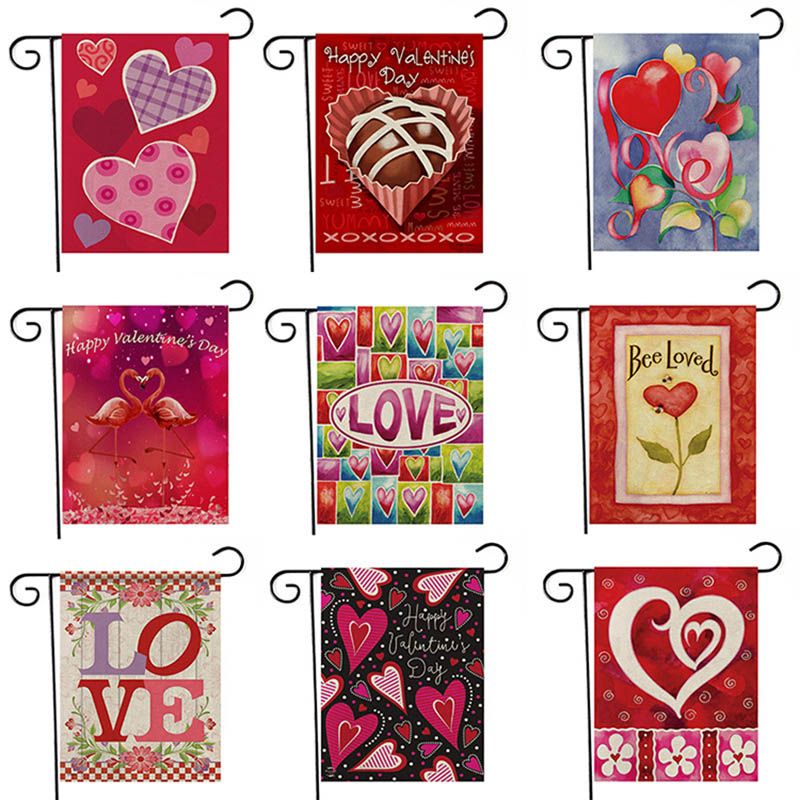 New Party Valentine S Day Lover Garden Flag Polyester Double Side