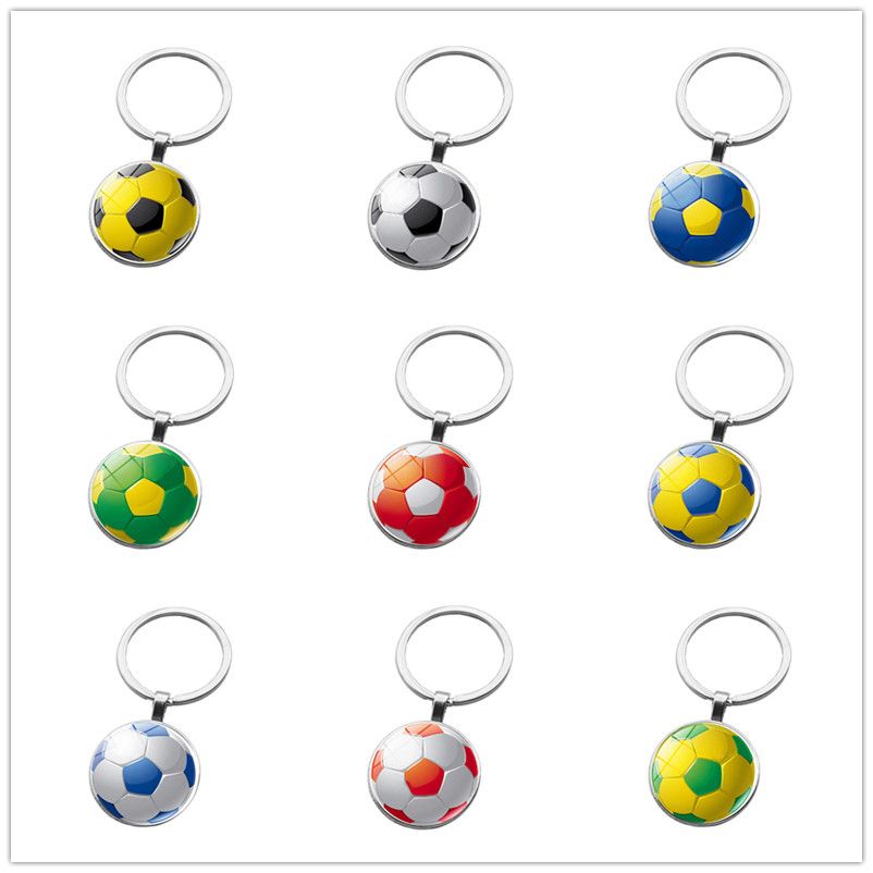 Soccer Ball Key Rings Time Gem Stone Key Chain Creative Manual