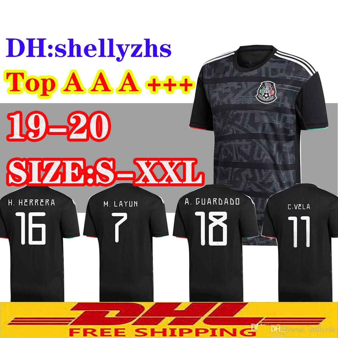 DHL 2019/20 Mexico Soccer Jerseys 2019 2020 Mexico Away Black Football Shirt Size Can Be Mixed