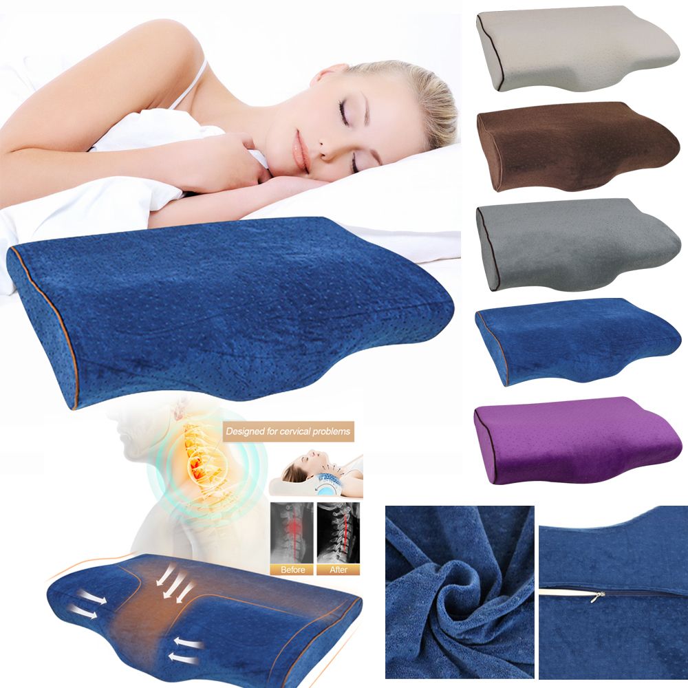Memory Foam Anti Snoring Pillow Velvet Head Neck Support Shaped