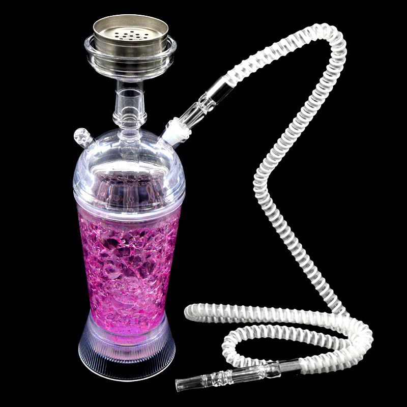 2021 Acrylic Hookah Cup Set With LED Light Shisha Pipe Hose Stainless
