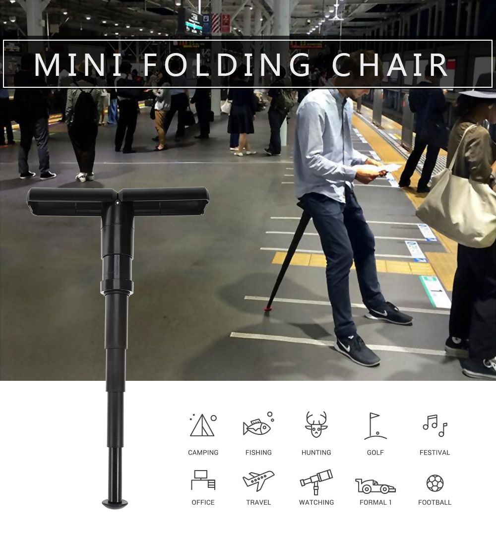 Mini Folding Chair Stick Queuing Artifact Telescopic Fishing Chairs Outdoor Subway Portable Travel Seat Max Afford 100kg