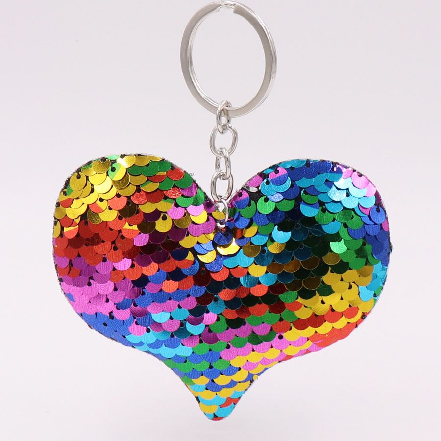 Cute Keychain Cute Heart Keychain Glitter Pompom Sequins Key Ring Gifts