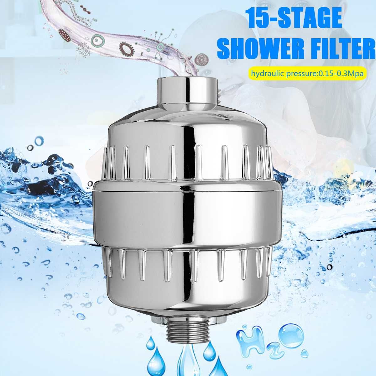2021 15 Stage Bath Water Purifier Bathroom Shower Filter 1/2'' Health Softener Chlorine Removal
