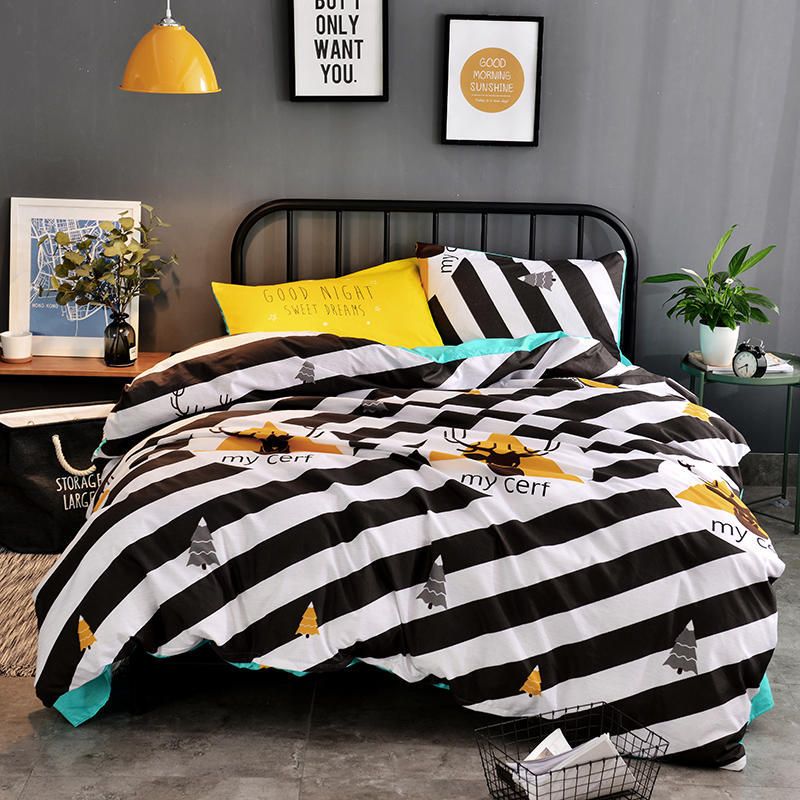 Modern Stripes Bedding Set Luxury Duvet Cover Flat Bed Sheets Modern Stripes Bedding Set Luxury Duvet Cover Flat Bed Sheets Pillowcase Children S Beddingset Twin Full Queen Size 3 King Quilt Sets Cotton