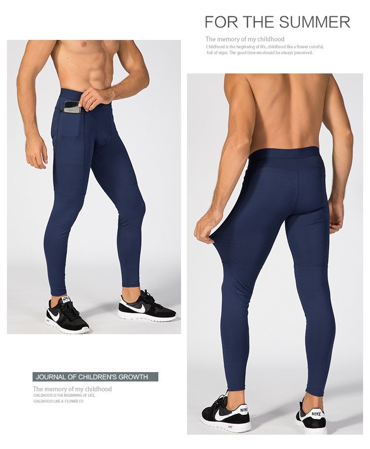 2021 Men Legging Fitness Wear With Zipper Pocket Mens Compression Pants ...