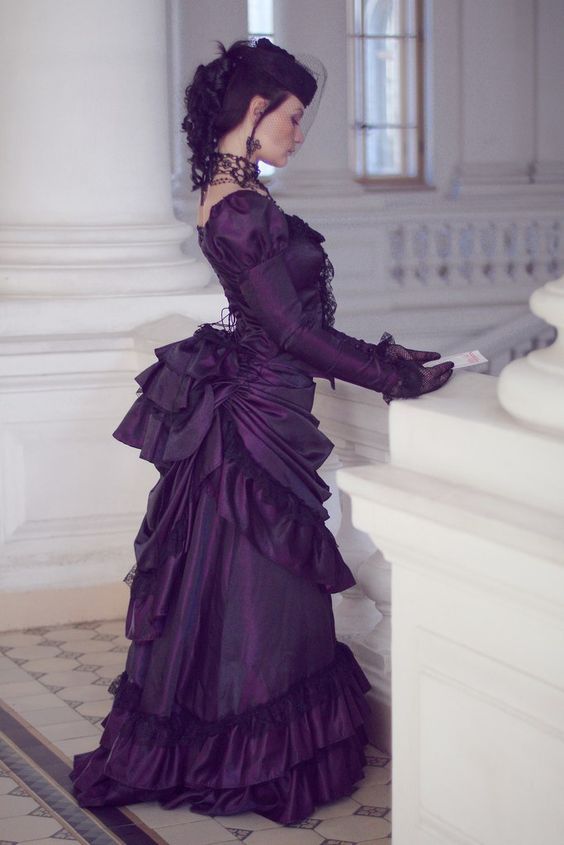 Discount Victorian Gothic Purple Wedding Dresses Retro