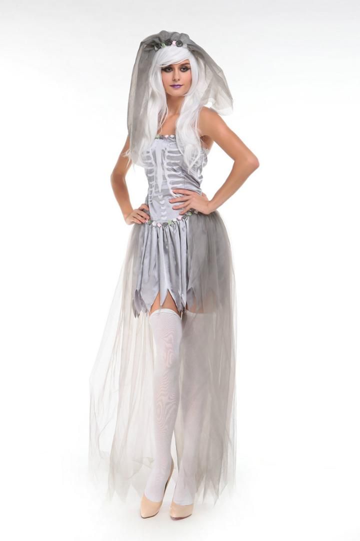 Women Halloween Costume Fancy Dress Adult Bride Zombie Outfits Ghost Cosplay