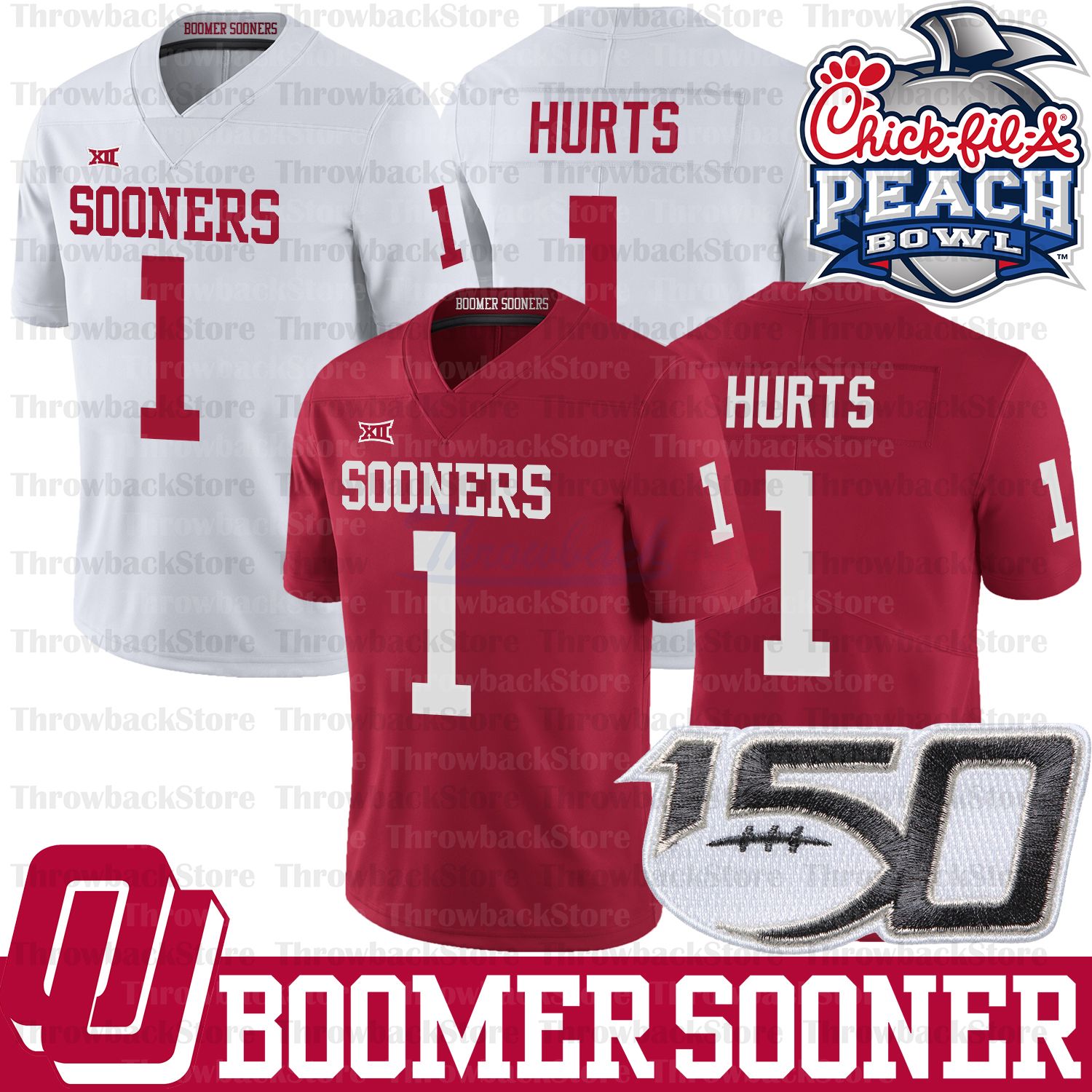 2020 1 Jalen Hurts Oklahoma Sooners Jersey NCAA College Football