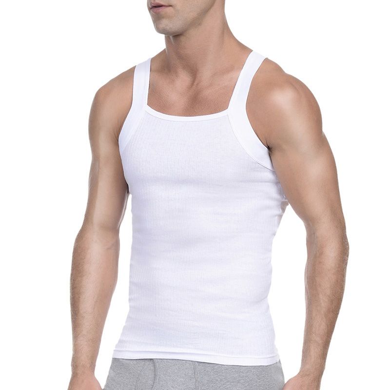 2021 Men'S Cotton Sleeveless Shirt Compression Singlet Underwear ...
