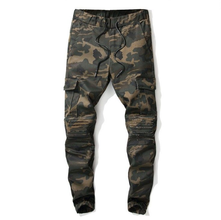 2020 New Men'S Camouflage Army Green Jeans Slim Fit Multi Pocket ...