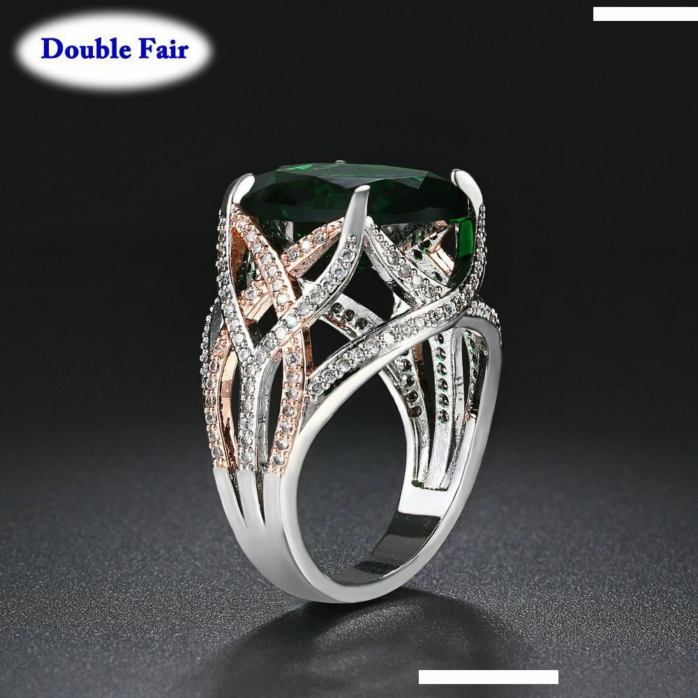 Bueasy Fashion Double Layer Opening Adjustable Rings with Cubic Zirconia for Women Girls Gift