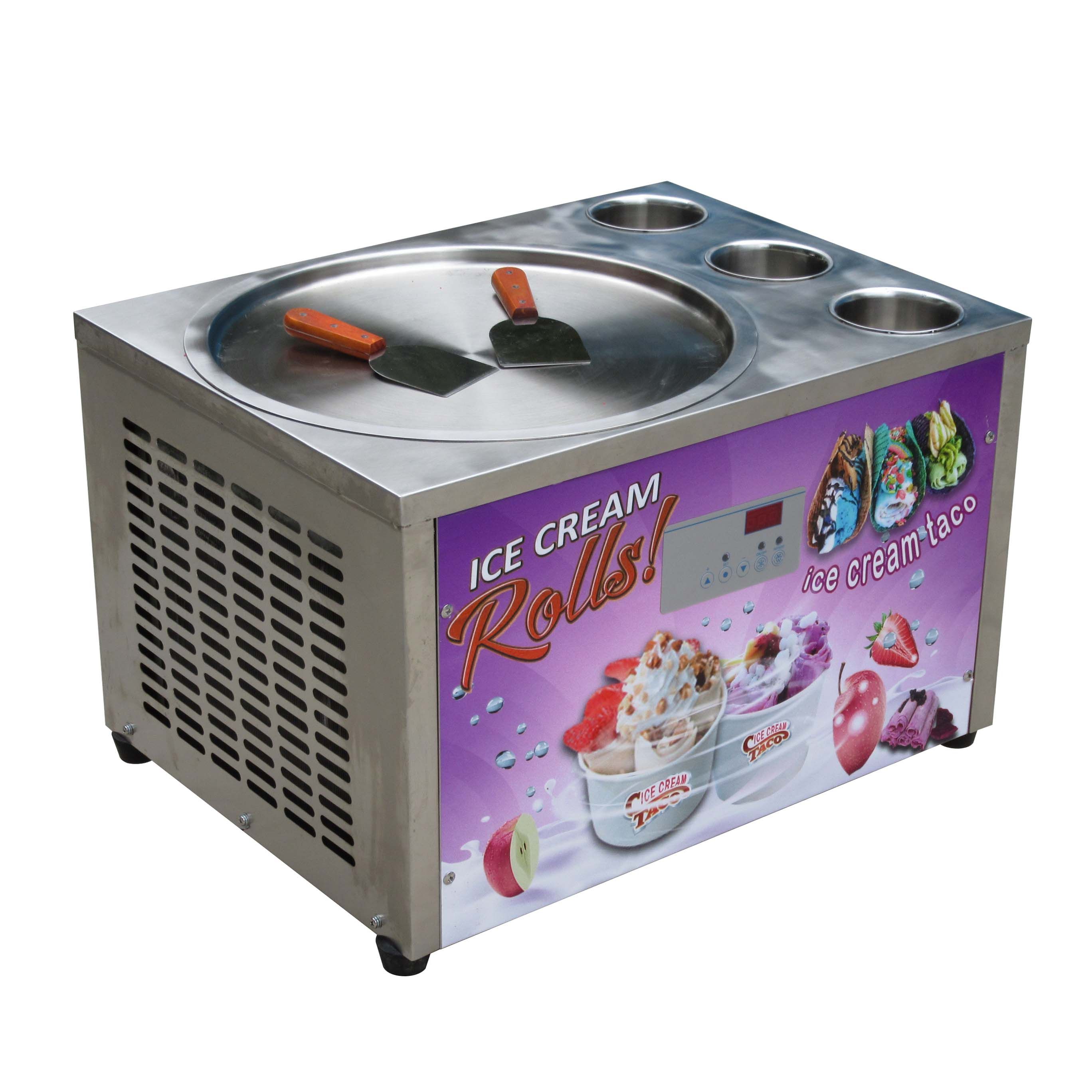 2019 Free Shipment Counter Top 45CM Ice Pan+3 Tanks Roll Ice Cream