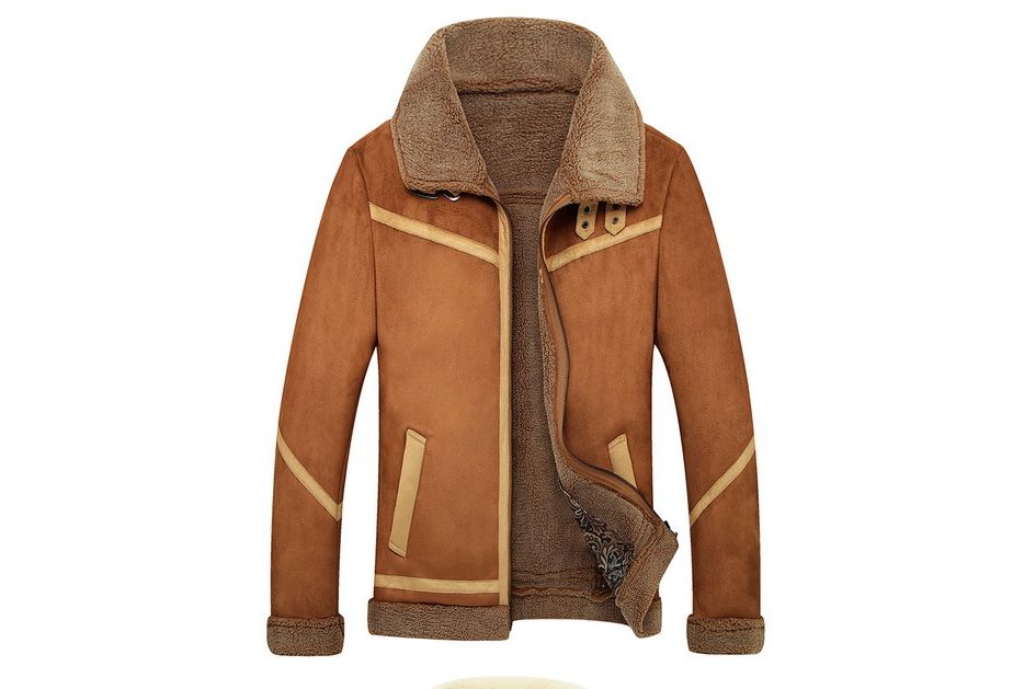 New Men Suede Leather Jackets Winter Fur Coats Vintage Camel Coffee Man Wool Outerwear Warm Fleece Lining Plus Size M 4xl