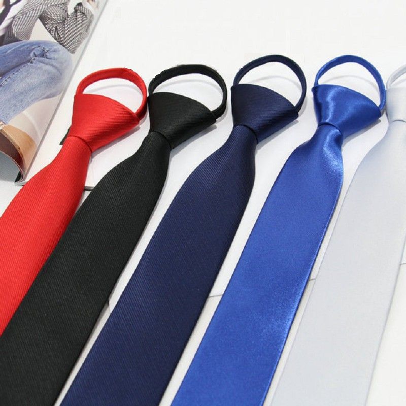 Solid Mens Ties Lazy Necktie Zipper Slim 5cm Men'S Tie Striped Ties