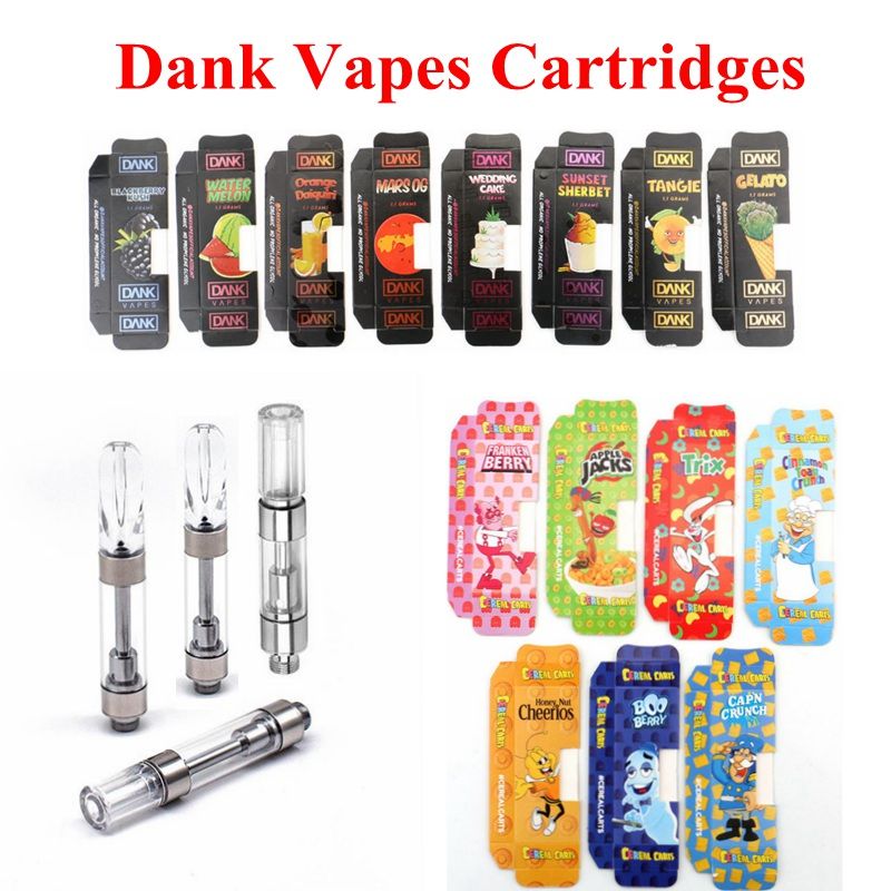 Dank Vape Cartridge Packaging Cereal Carts 510 Thread Ceramic Coil Cartridges Empty Vape Pen Tank Vaporizer Capacity 1ml G5 Cartridges