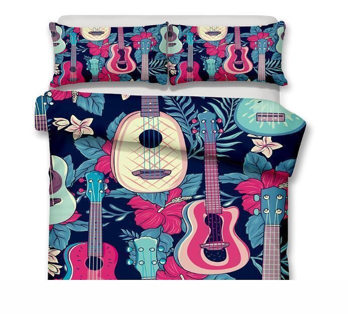 3d Guitar Bedding Set Guitar Printing Music Theme Duvet Cover Set