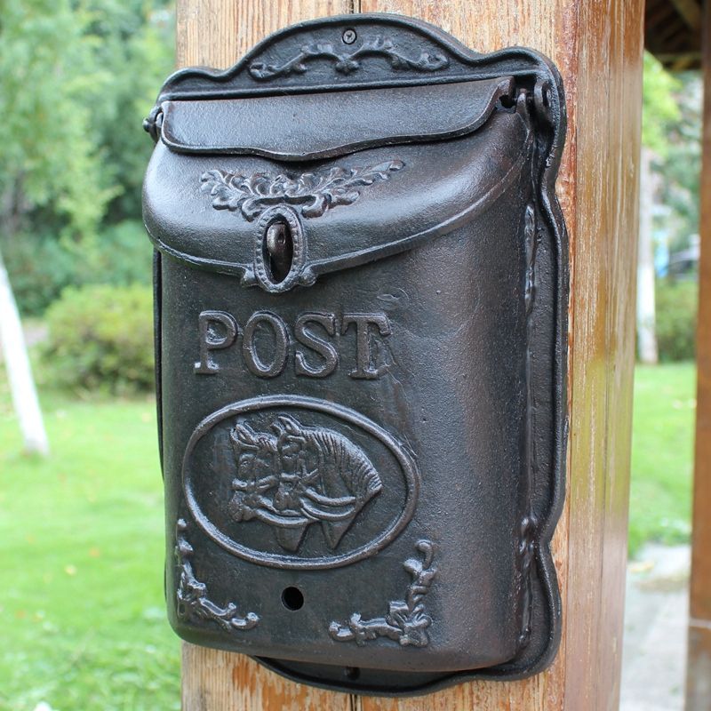 2020 7.27KG Wall Mounted Cast Iron Mailbox Metal 2 HorseS Mail Box